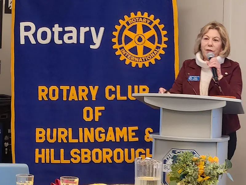 Burlingame Chamber of Commerce CEO speaking at a local Rotary Club meeting